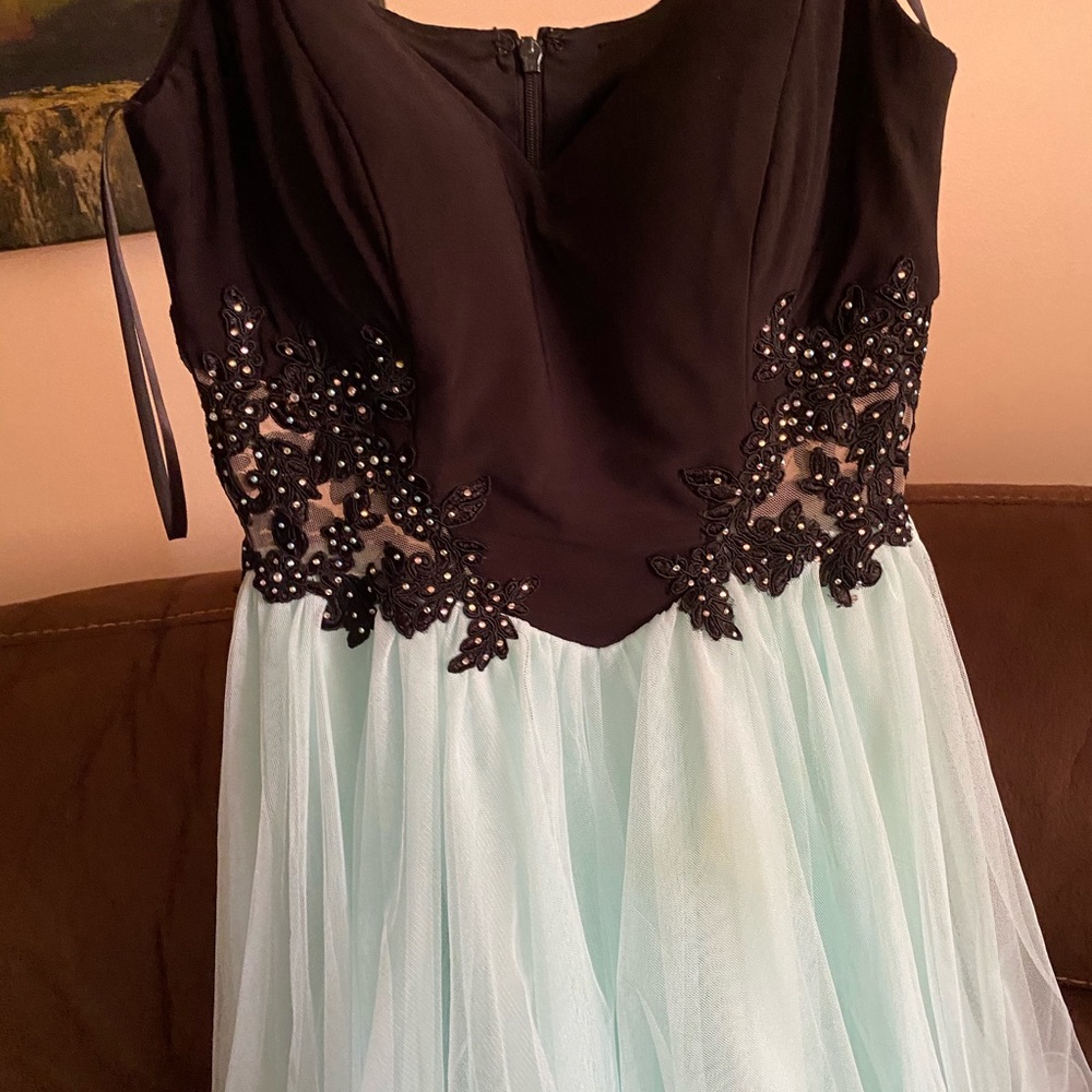 Black And Turquoise Party Dress. Normal Wear.